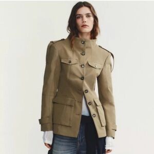 Zara Olive Green Military-Style Utility Jacket